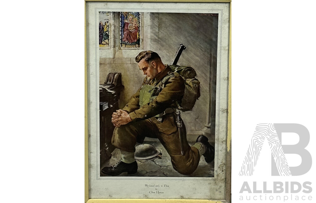 Clive Upton, (20th Century, British, 1911-2006), We Kneel Only to Thee (1941), Vintage Copy of the Original, 43 x 29 cm (frame)
