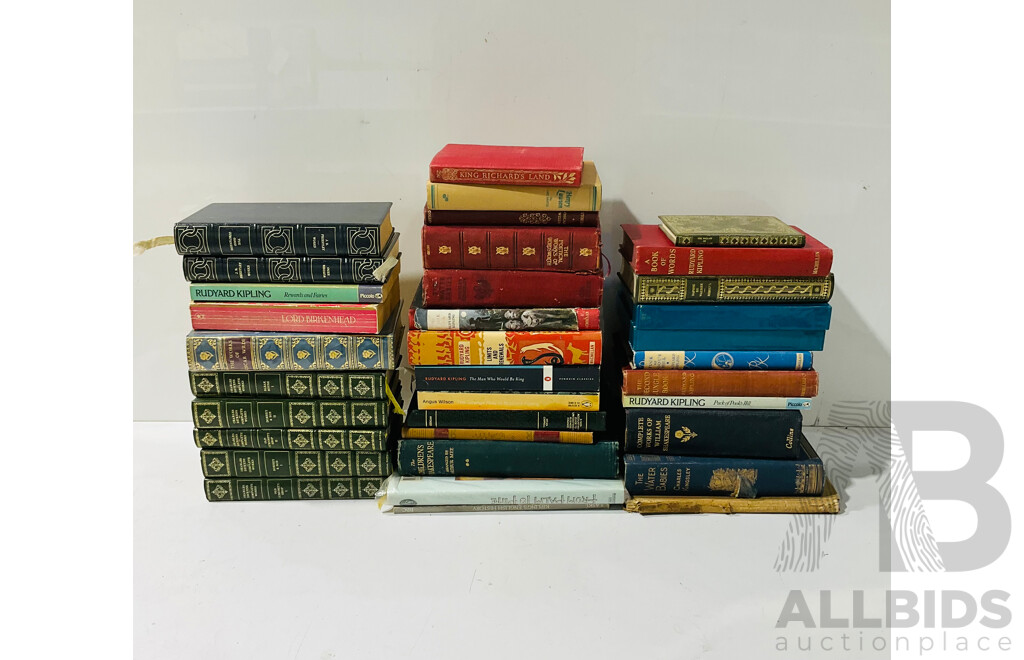 Collection Vintage & Other Childrens Books Including Multiple Rudyard Kipling Titles, Shakespeare, Charles Dickens and Much More