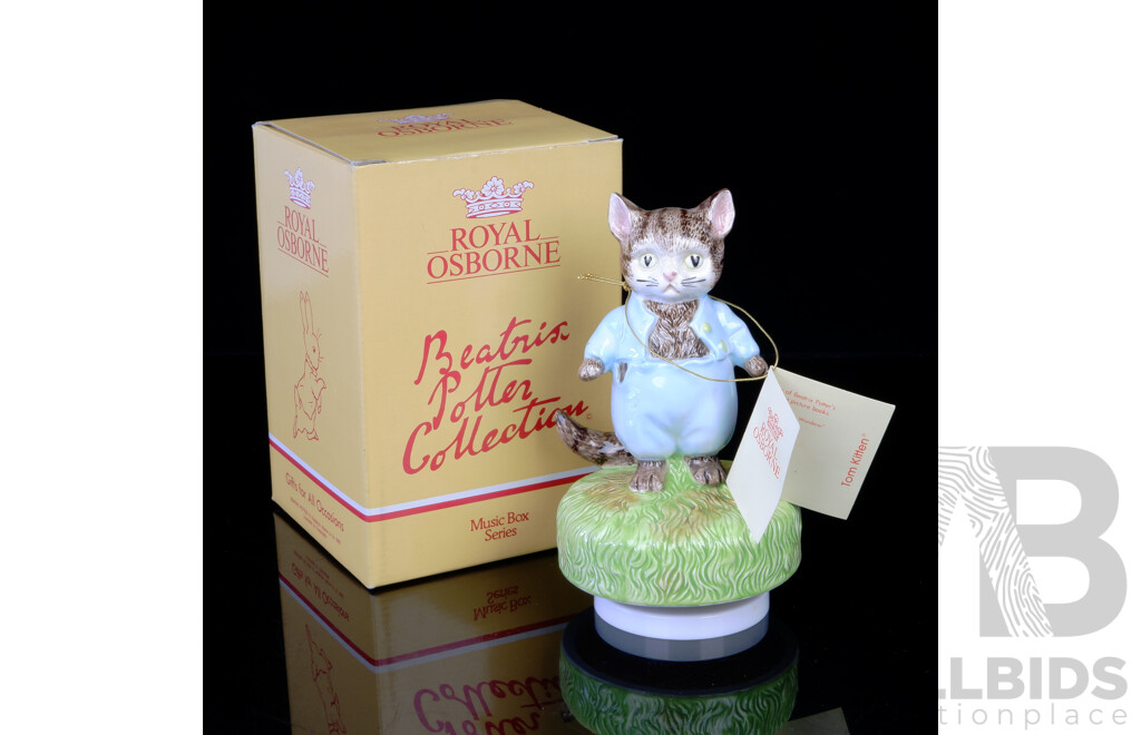 Royal Osborne Beatrix Potter Collection Tom Kitten Ceramic Music Box in Original Box