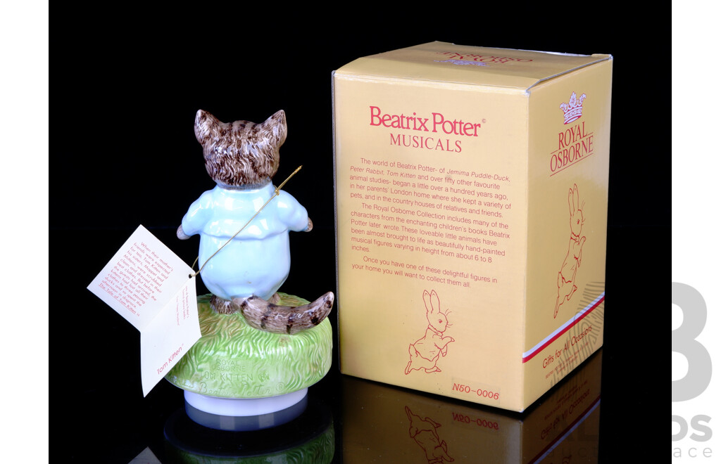 Royal Osborne Beatrix Potter Collection Tom Kitten Ceramic Music Box in Original Box