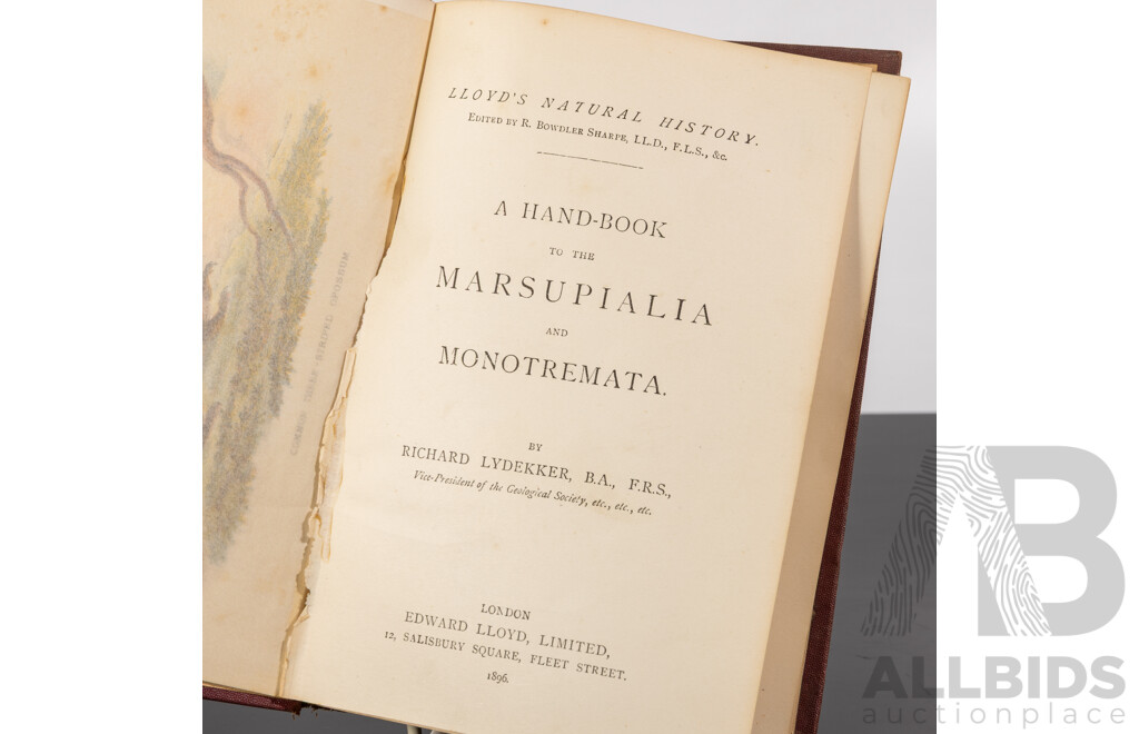 Lloyds Natural History, Butterflys,  W F Kirby, Edward Lloyd LTD, 1896, Volumes 1 to 5 Along with Lloyds Natural History Marsupials by R Lydekker, All HArdcovers