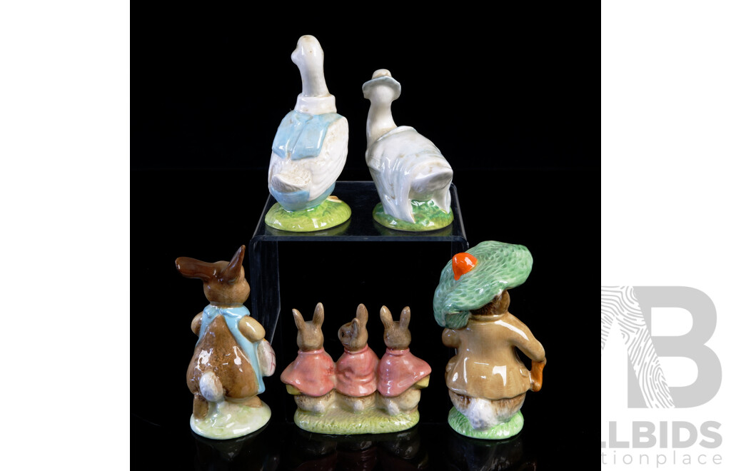 Collection Five English Beswick Porcelain Beatrix Potter Figurines