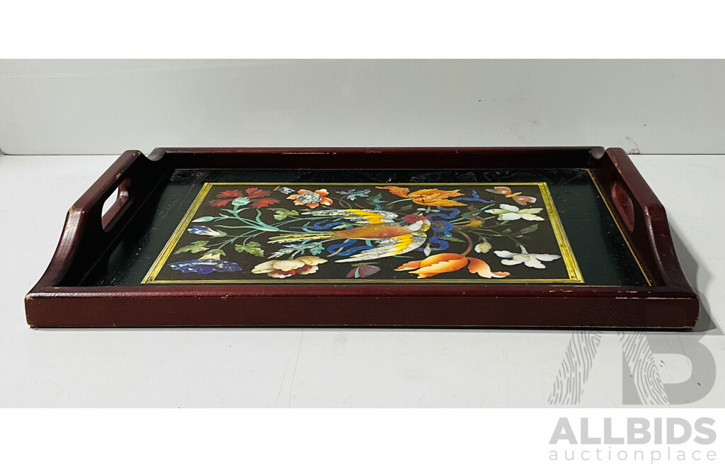 Decorative Wooden Tray with Bird Design