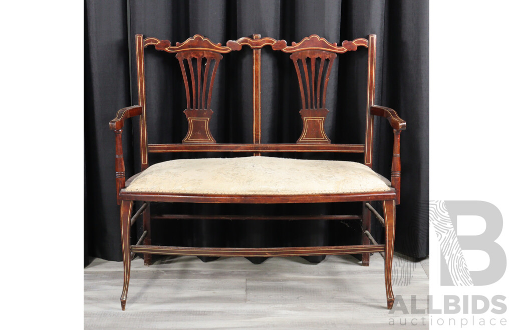 Edwardian Mahogany Five Piece Parlour Suite with String Inlay
