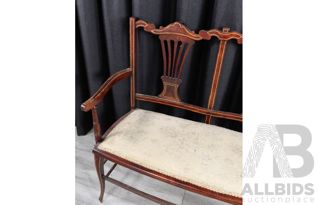Edwardian Mahogany Five Piece Parlour Suite with String Inlay