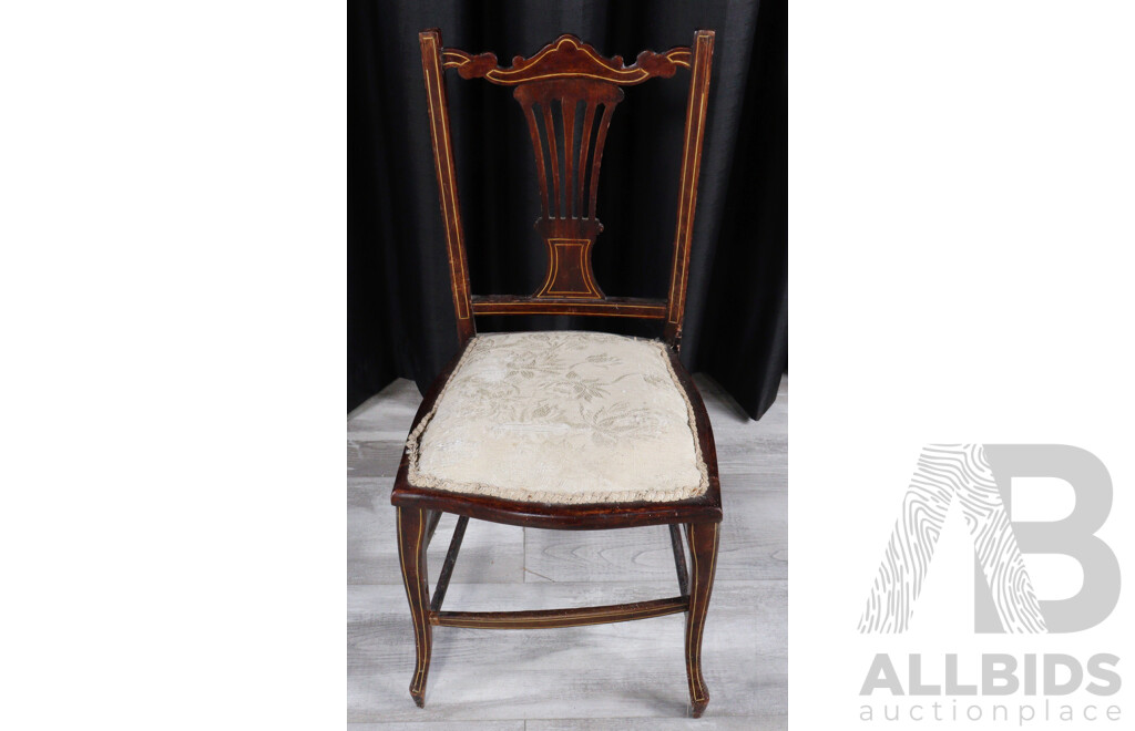 Edwardian Mahogany Five Piece Parlour Suite with String Inlay