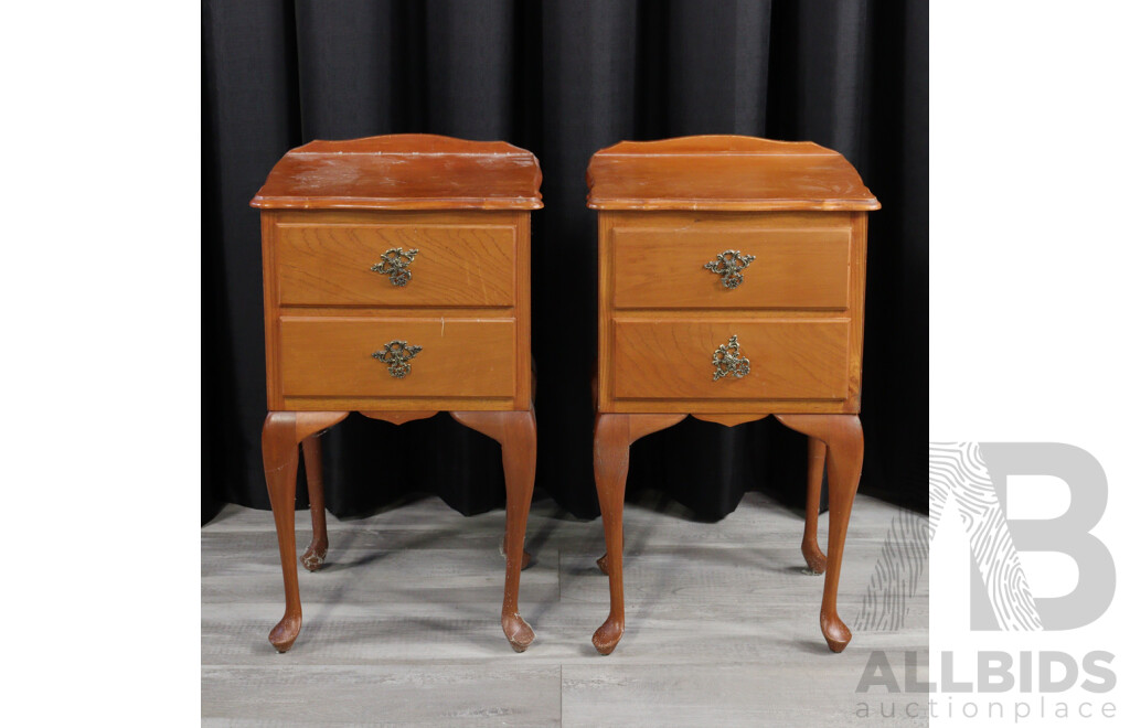 Pair of Queen Anne Style Elevated Bedside Chests