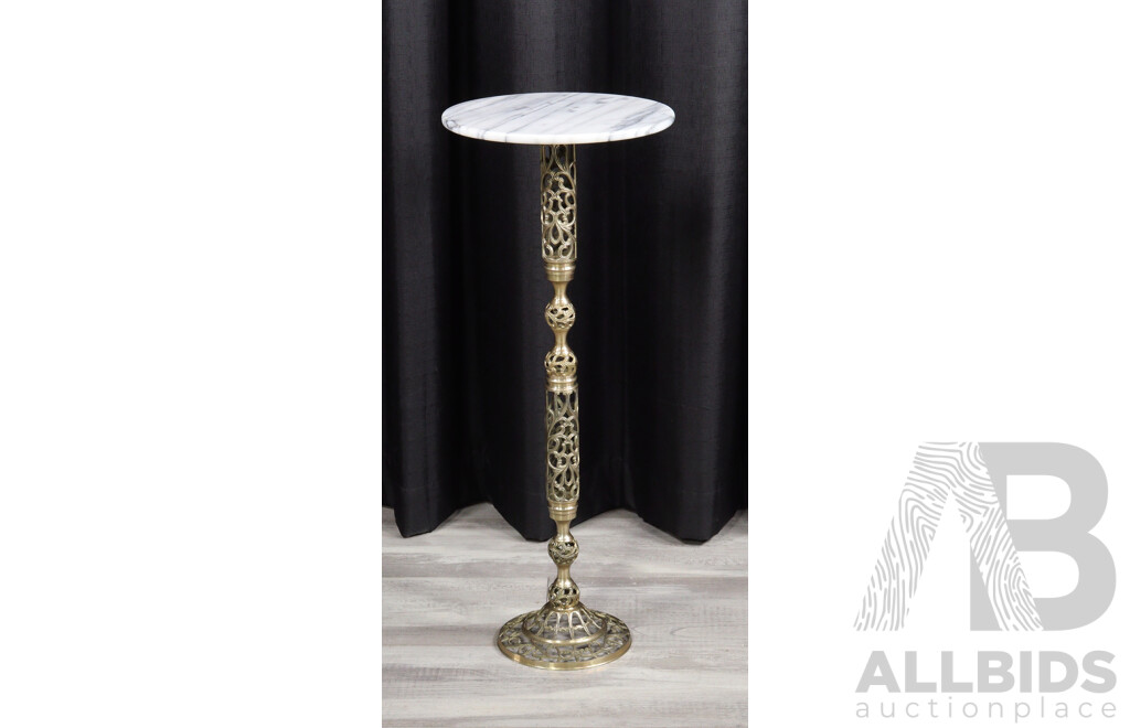 Marble Top Jardinier Stand with Brass Base