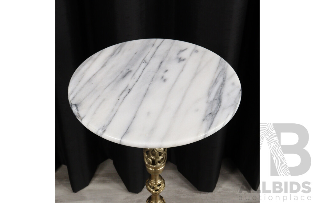 Marble Top Jardinier Stand with Brass Base
