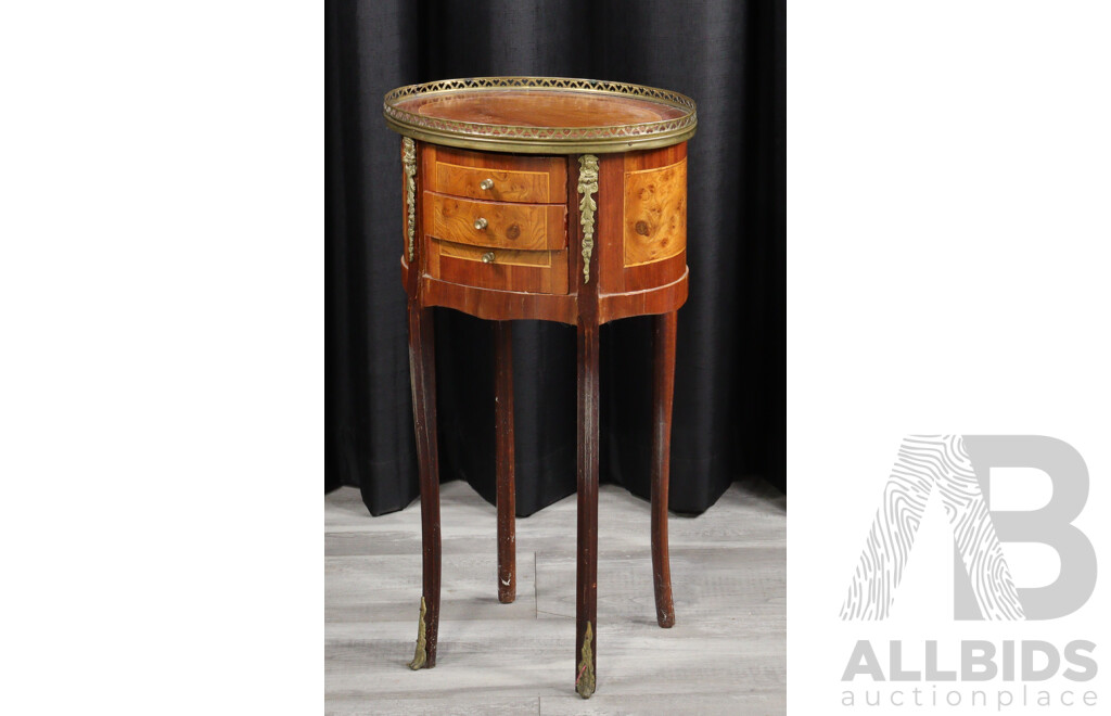 French Style Elevated Barrel Bedside Chest