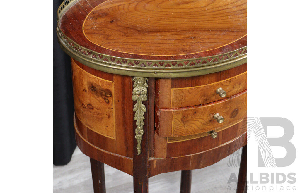 French Style Elevated Barrel Bedside Chest