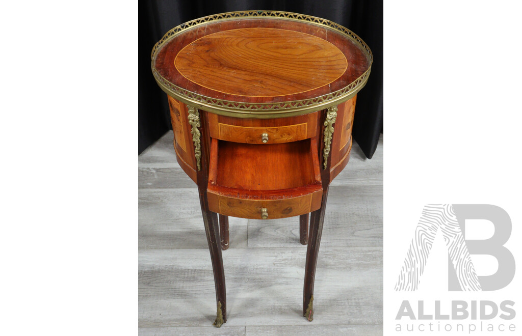 French Style Elevated Barrel Bedside Chest
