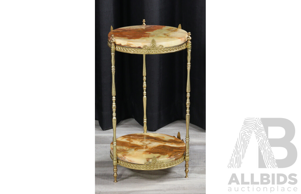 Brass and Marble Two Tier Stand