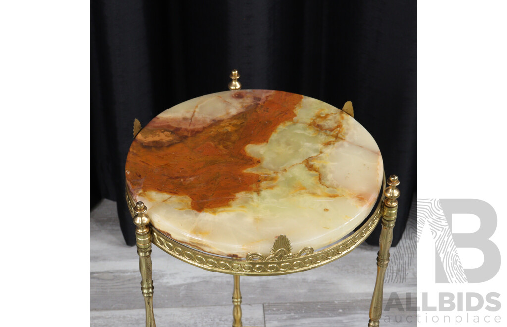 Brass and Marble Two Tier Stand