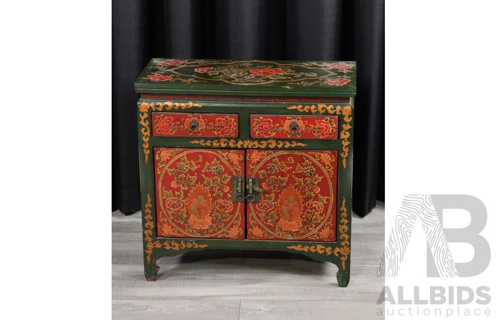 Small Hand Painted Oriental Cabinet
