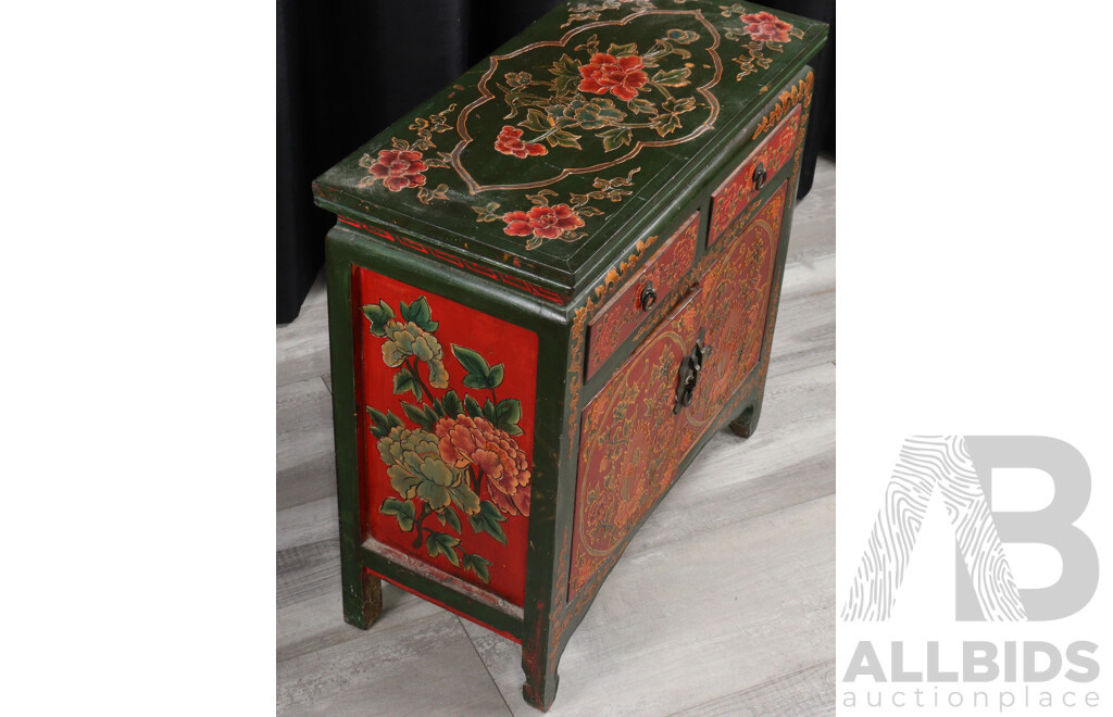 Small Hand Painted Oriental Cabinet