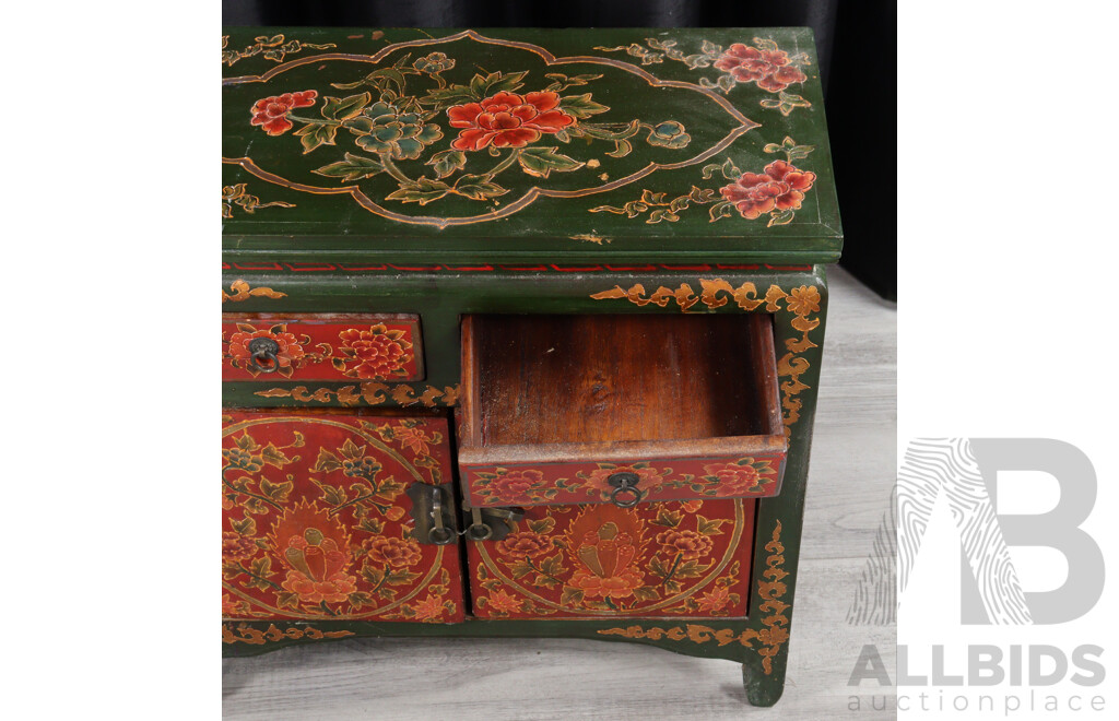 Small Hand Painted Oriental Cabinet
