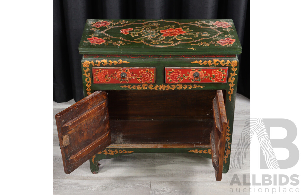 Small Hand Painted Oriental Cabinet