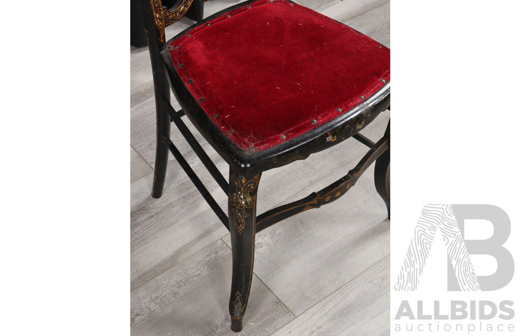 Hand Painted French Boudoir Chair with Mother of Pearl Inlay