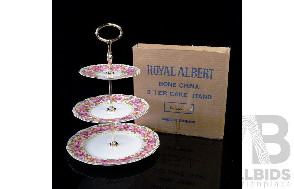 Royal Albert Three Tier Cake Stand in Serena Pattern in Original Box