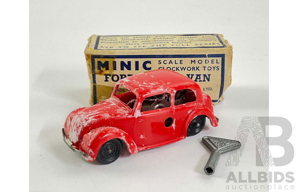 Vintage Minic Tri-Ang Clock Work Ford Light Van, Made in England