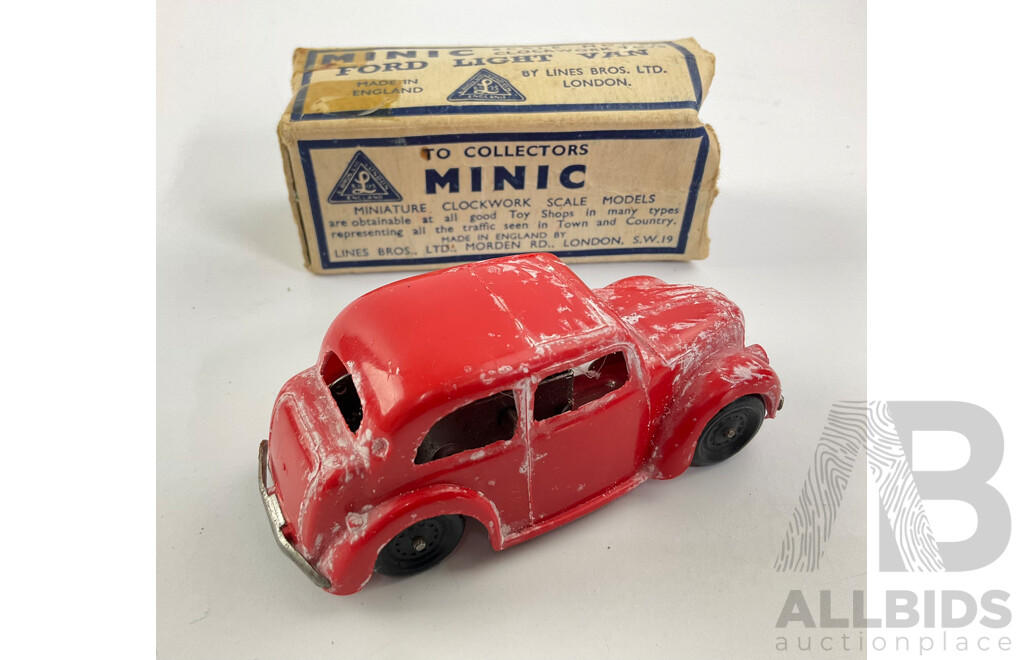 Vintage Minic Tri-Ang Clock Work Ford Light Van, Made in England