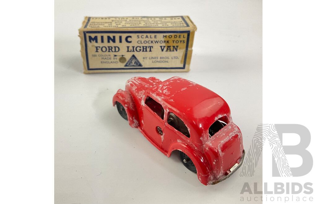 Vintage Minic Tri-Ang Clock Work Ford Light Van, Made in England