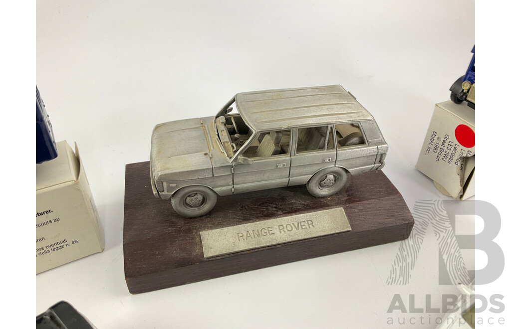 Boxed Diecast Corgi B.O.A.C Bus and Fyffes Bananas Truck, Diecast Range Rover on Timber Base, Mercedes and Truck
