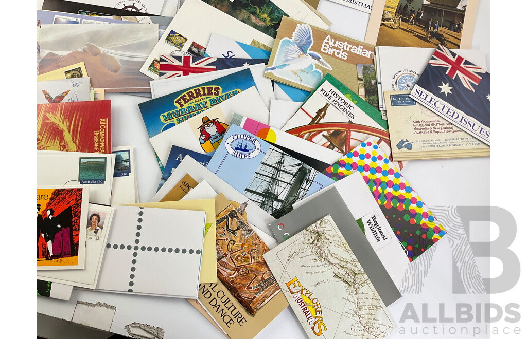 Collection of Australian Stamp Packs, Examples From Late 1970's to 1980's, Antartic Territory, Selected Issues, Some Matching First Day Covers