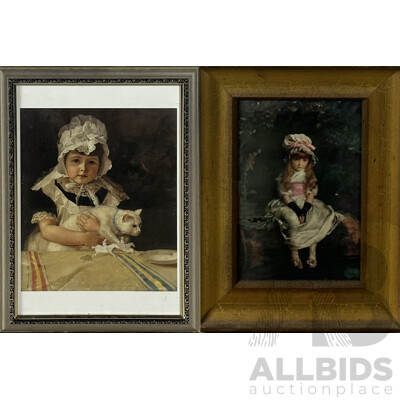 John Everett Millais, (British, 1829-1896)Cherry Ripe (1879) & Tom Roberts, (British-Australian, 1856-1931), Miss Minna Simpson (1886), Pair Prints of Originals, 48 x 36 cm (larger frame) (2)