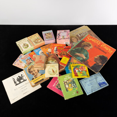 Collection Childrens Books Including Miniature Series, Three Vintage Shirley Temple Examples, Peter Pan Card Game in Original Box and More