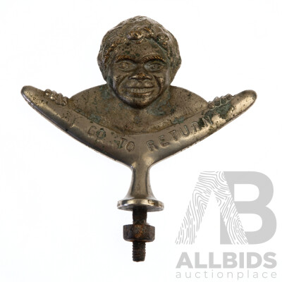 Vintage Cast Metal Radiator Cap with Australian Indigenous Theme