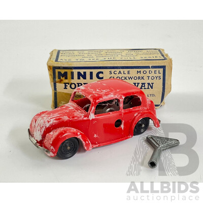 Vintage Minic Tri-Ang Clock Work Ford Light Van, Made in England