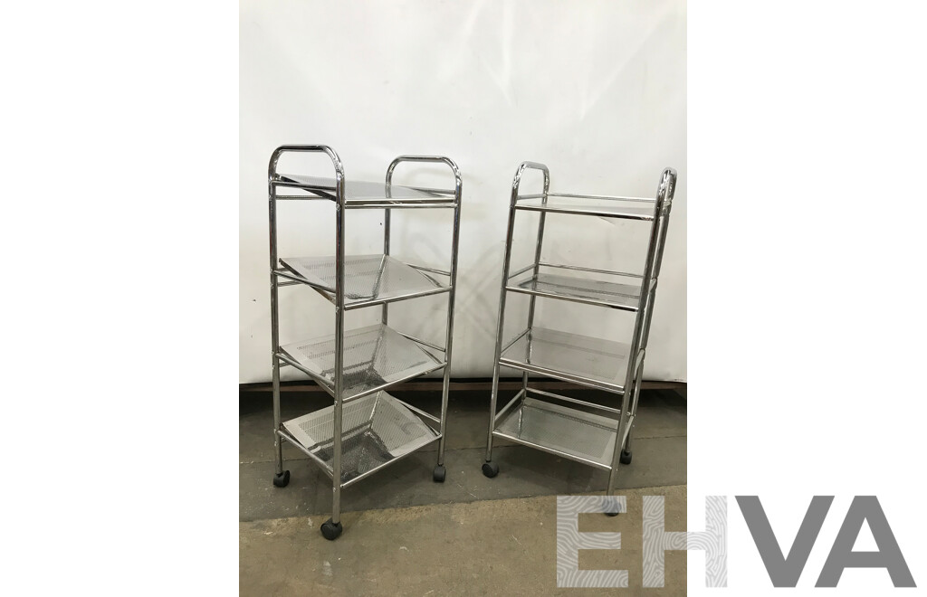 4 Tier Plated Storage Trolley - Lot of 2