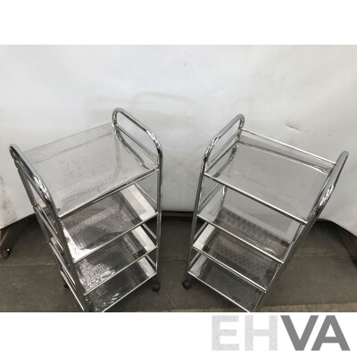 4 Tier Plated Storage Trolley - Lot of 2