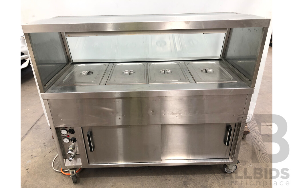 Sharpline Steel Four Bay Mobile Bain Marie with Hot Press Under