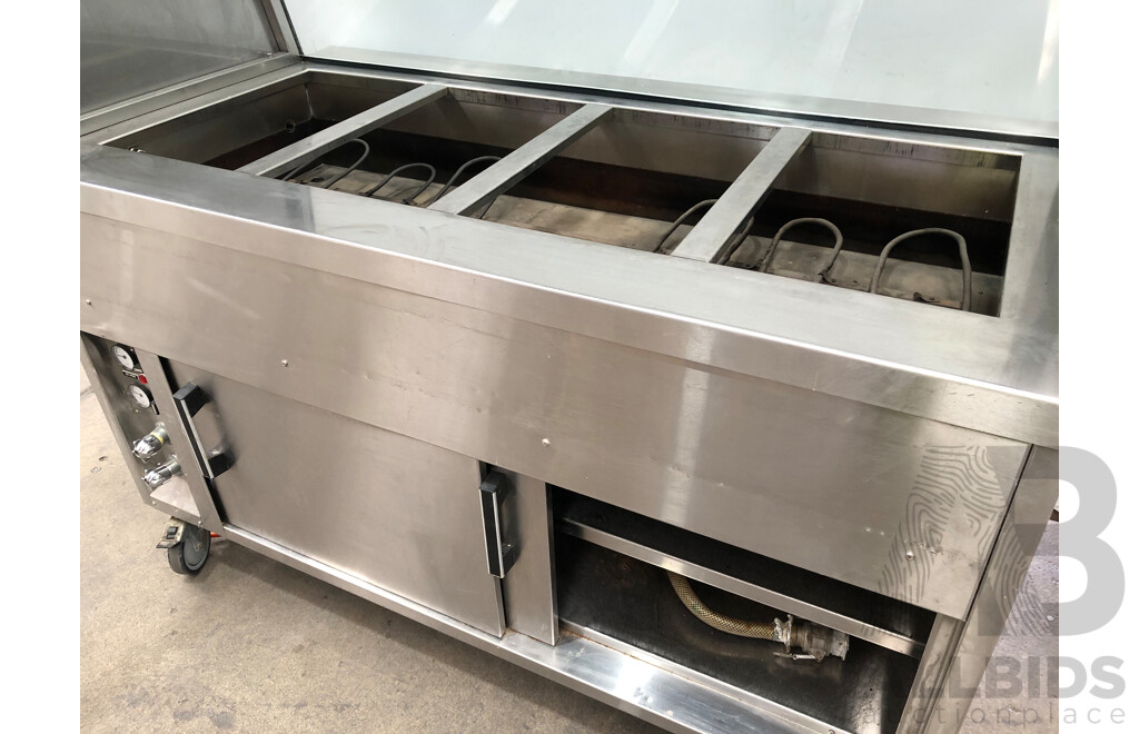 Sharpline Steel Four Bay Mobile Bain Marie with Hot Press Under