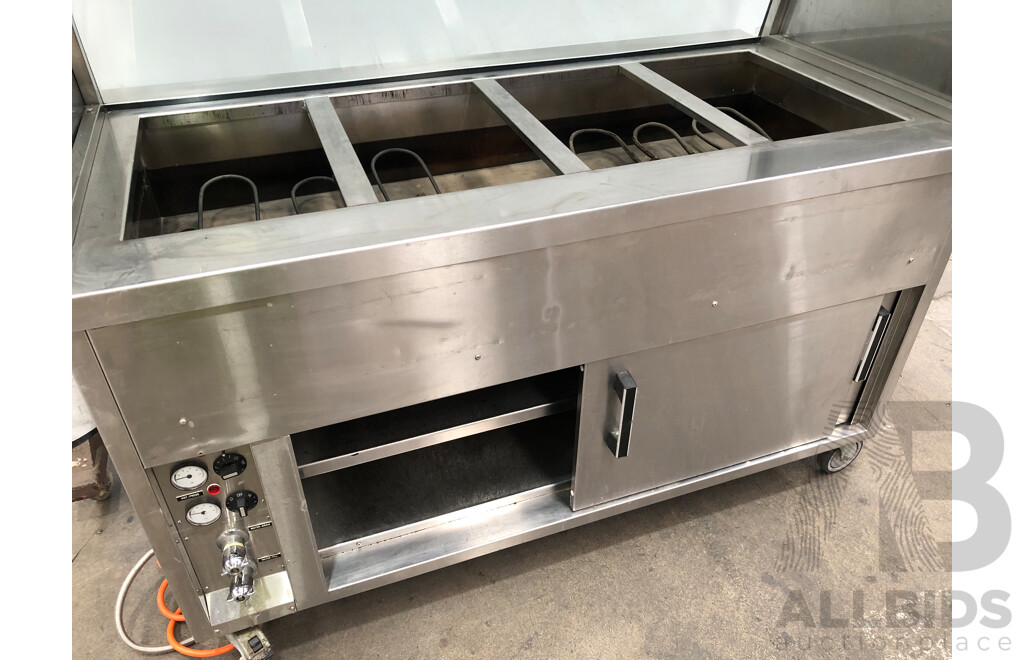 Sharpline Steel Four Bay Mobile Bain Marie with Hot Press Under