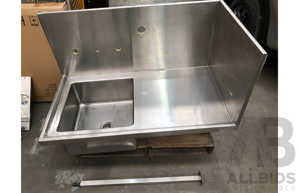 Custom Made Commercial Stainless Sink with Wall Mount Shelves and Racks