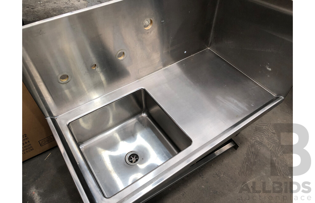 Custom Made Commercial Stainless Sink with Wall Mount Shelves and Racks