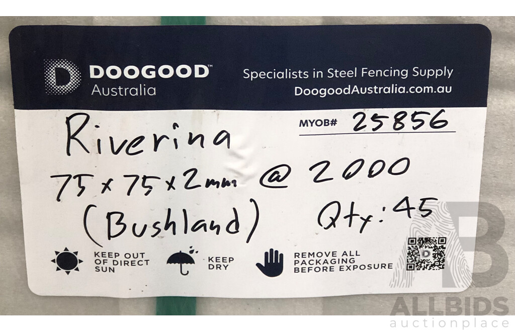 Doogood Riverina 2000mm SHS Steel Fence Posts with End Caps - Lot of 50 - New