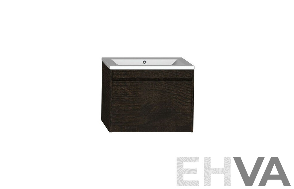 Forme Madrid 600mm Wall Hung Vanity(Dark Chocolate) with Poly Marble Basin Top(White)  - Brand New - ORP $1200.00