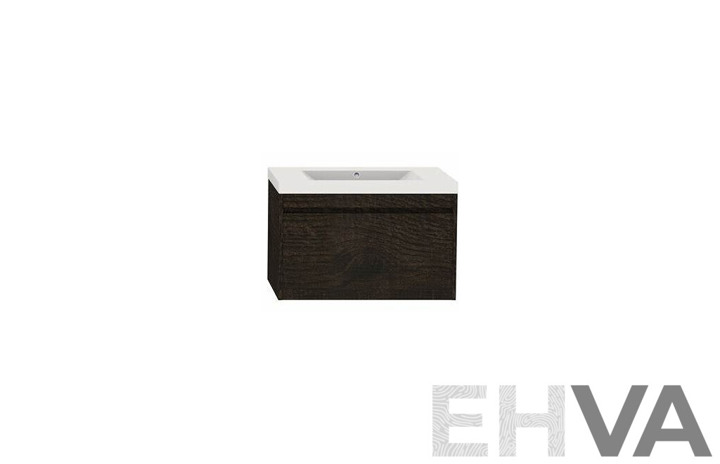 Forme Madrid 750mm Wall Hung Vanity(Dark Chocolate) with Poly Marble Basin Top(White)  - Brand New - ORP $1500.00