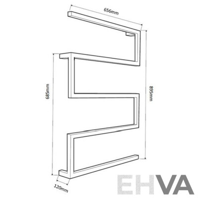 Forme Snake Black Satin Five Bar Heated Towel Rail(Square) - 895mm - Brand New - ORP $699.00