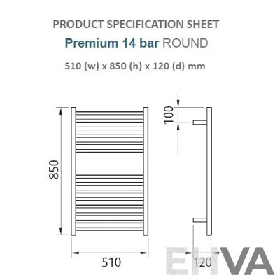 Forme 14 Bar Stainless Steel Premium Heated Towel Rail(Round) - 850mm - Brand New - ORP $1019.00