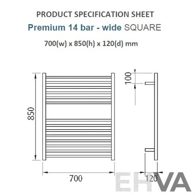 Forme 14 Bar Stainless Steel Premium Heated Towel Rail(Square) - 850mm - Brand New - ORP $1399.00