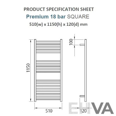 Forme 18 Bar Stainless Steel Premium Heated Towel Rail(Square) - 1150mm - Brand New - ORP $1580.00