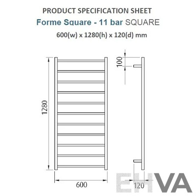 Forme 11 Bar Stainless Steel Premium Heated Towel Rail(Square) - 1280mm - Brand New - ORP $1410.00