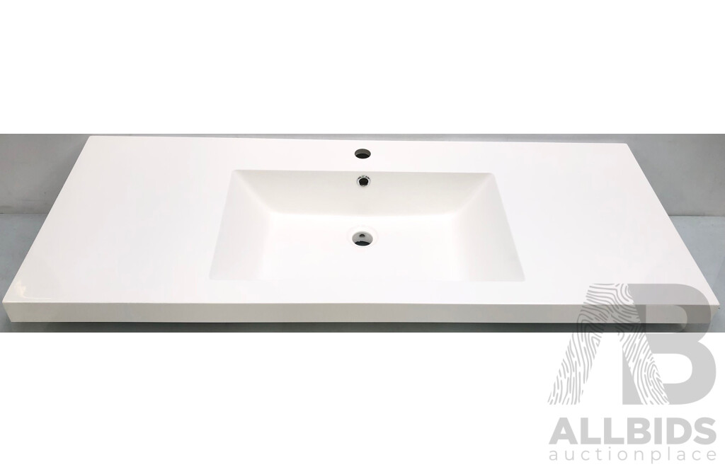 Forme Blade 1200mm Freestanding Vanity(Walnut) with Polymarble Vanity Top Basin(White) - Brand New - ORP $1300.00