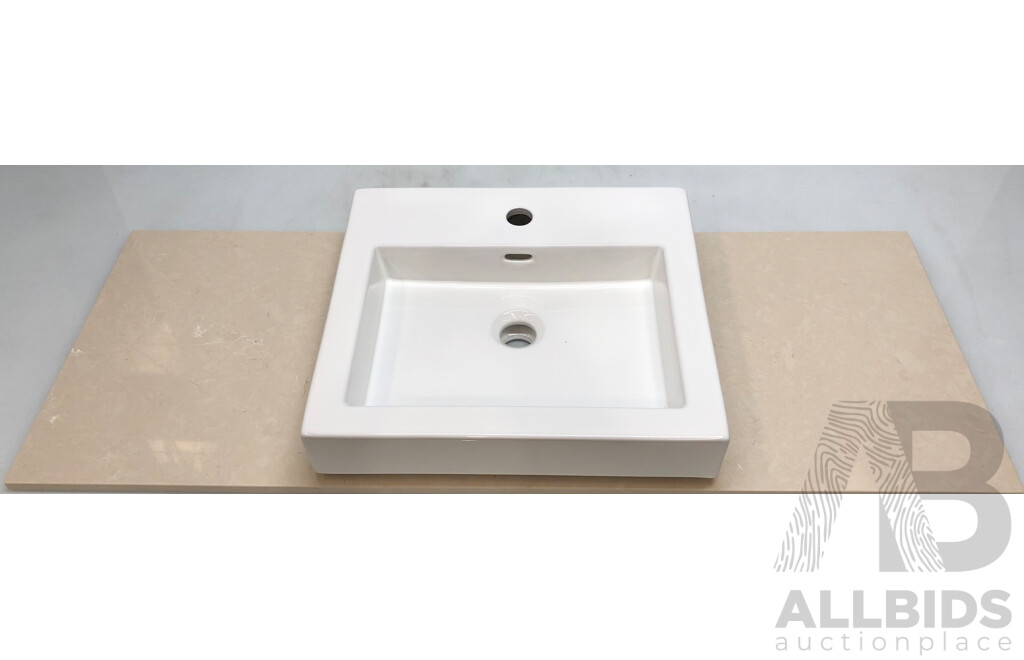 Forme Madrid 1200mm Wall Hung Vanity(Light Ash) with Artificial Stone Top(Sandy Beach) and White Basin - Brand New - ORP $1300.00